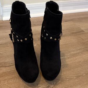 Guess Black Ankle Boots with Gold Studs